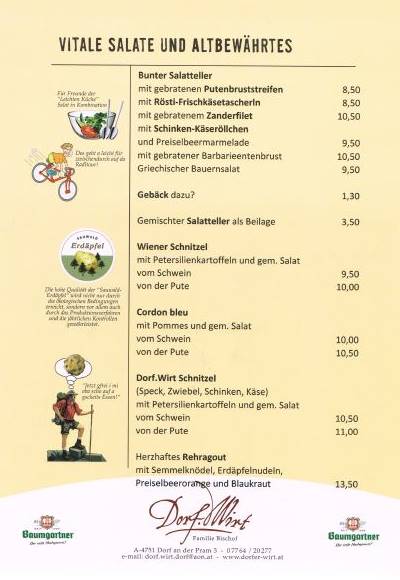 Speisekarte Dorf.Wirt